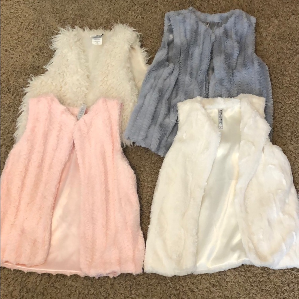 Girls Faux Fur Vests!! Selling all four together!